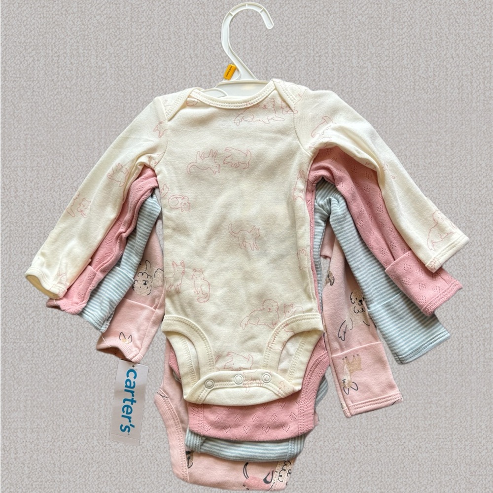 NWT Carter's Cream, Pink, and Gray Baby Bodysuit 
/Onesie Four Set